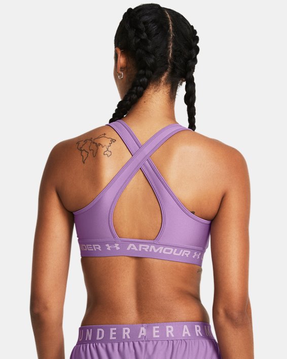 Women's Armour® Mid Crossback Sports Bra, Purple, pdpMainDesktop image number 1
